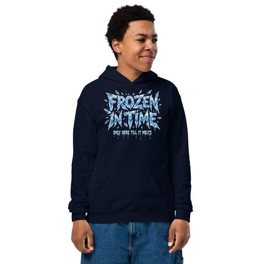 Frozen in Time Kids Hoodie in Navy (front view)