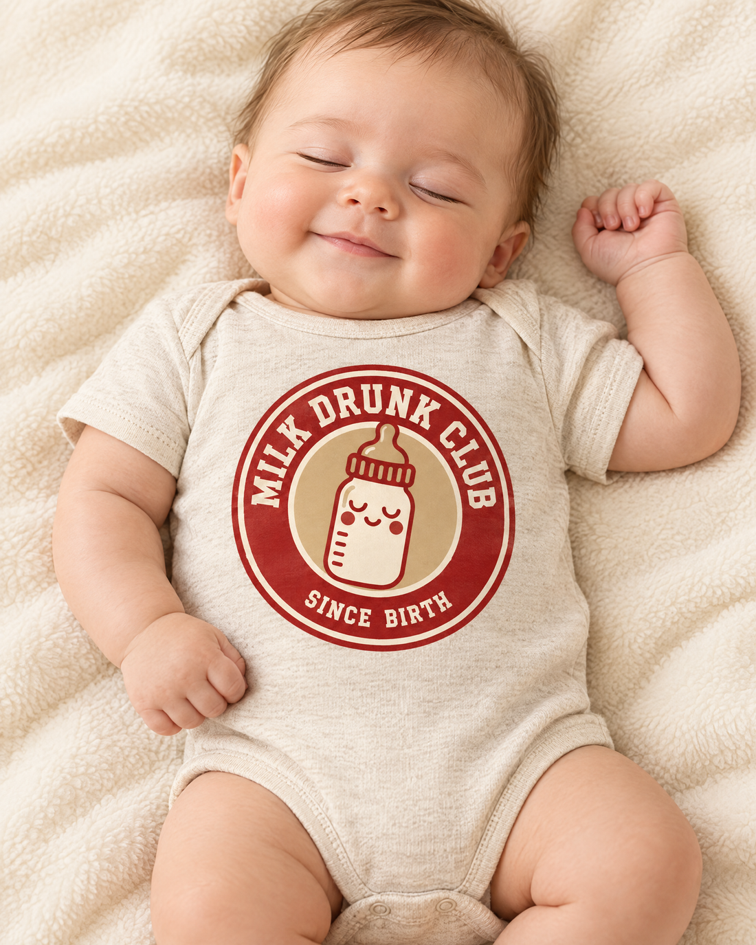 Funny baby gift: Milk Drunk Club bodysuit by Cartsy