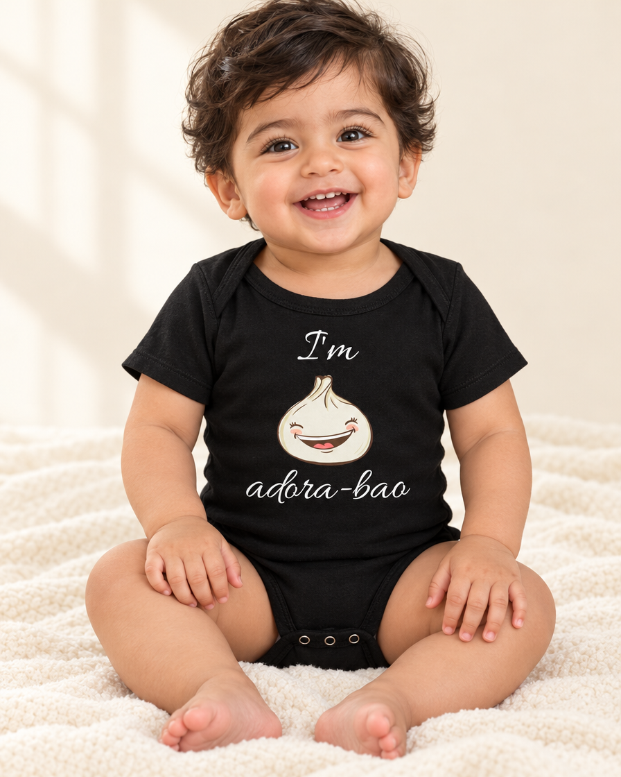 Toddler wearing black I'm Adora-Bao Dumpling Toddler Bodysuit - funny toddler bodysuit with cute graphic, Cartsy