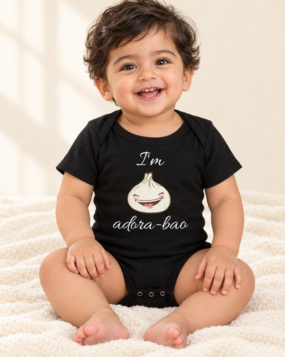 Toddler wearing black I'm Adora-Bao Dumpling Toddler Bodysuit - funny toddler bodysuit with cute graphic, Cartsy