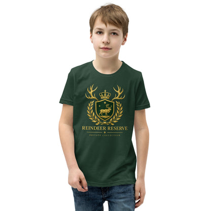 Reindeer Reserve Kids Tee in Forest (front view)